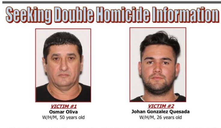 As vítimas foram identificadas como Osmar Oliva, 50 e Johan Gonzalez Quesada, 26 (foto: Miami-Dade Homicide Bureau)