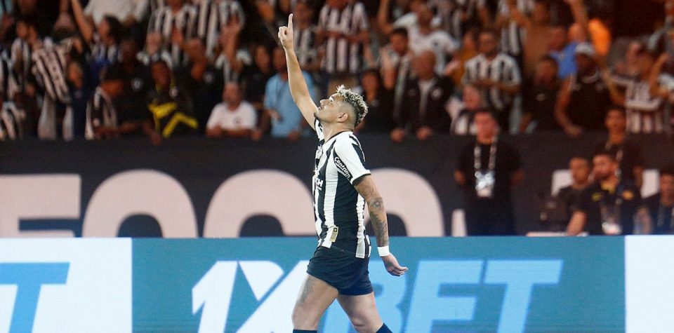 Tiquinho Soares foi o autor do gol que deu a vitória ao Botafogo no duelo contra o Palmeiras disputado no estádio Nilton Santos, no Rio de Janeiro (Foto: Assessoria de Comunicação do Botafogo)