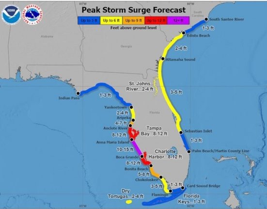 imagem sobre impactos do furacão Milton (reprodução: National Hurricane Center )