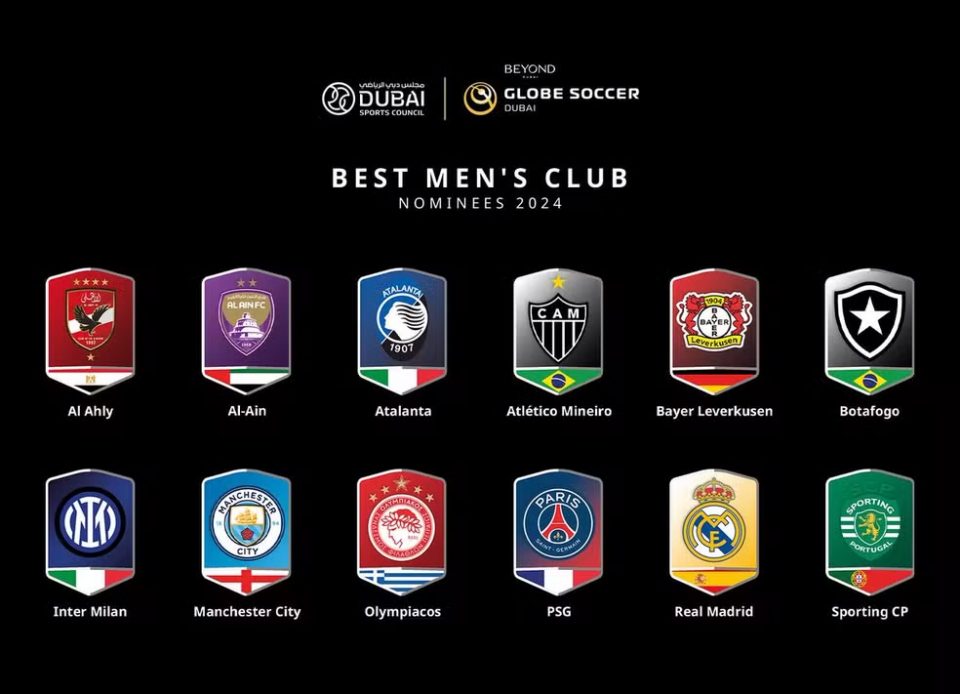 Equipes indicadas ao prêmio de melhor clube do mundo (Foto: Globe Soccer Awards)