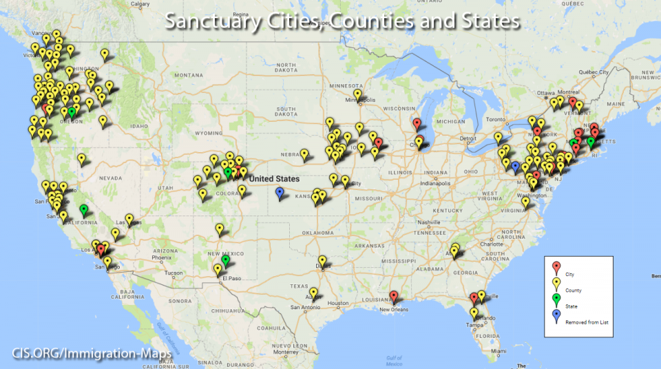 Cidades santuários apertam cerco contra horda de indocumentados que causam transtorno aos contribuintes (Foto: Center for Immigration Studies)