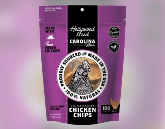 FDA está fazendo o recall do petisco veterinário para cães “Hollywood Feed Carolina Made Chicken Chips” (Foto: Carolina Prime Pet, Inc.)