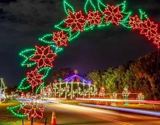 Luzes de Natal no Tradewinds Park - North Entrance, 3600 W Sample Rd, Coconut Creek, Florida (Foto: holidaylightsdrivethru.com)